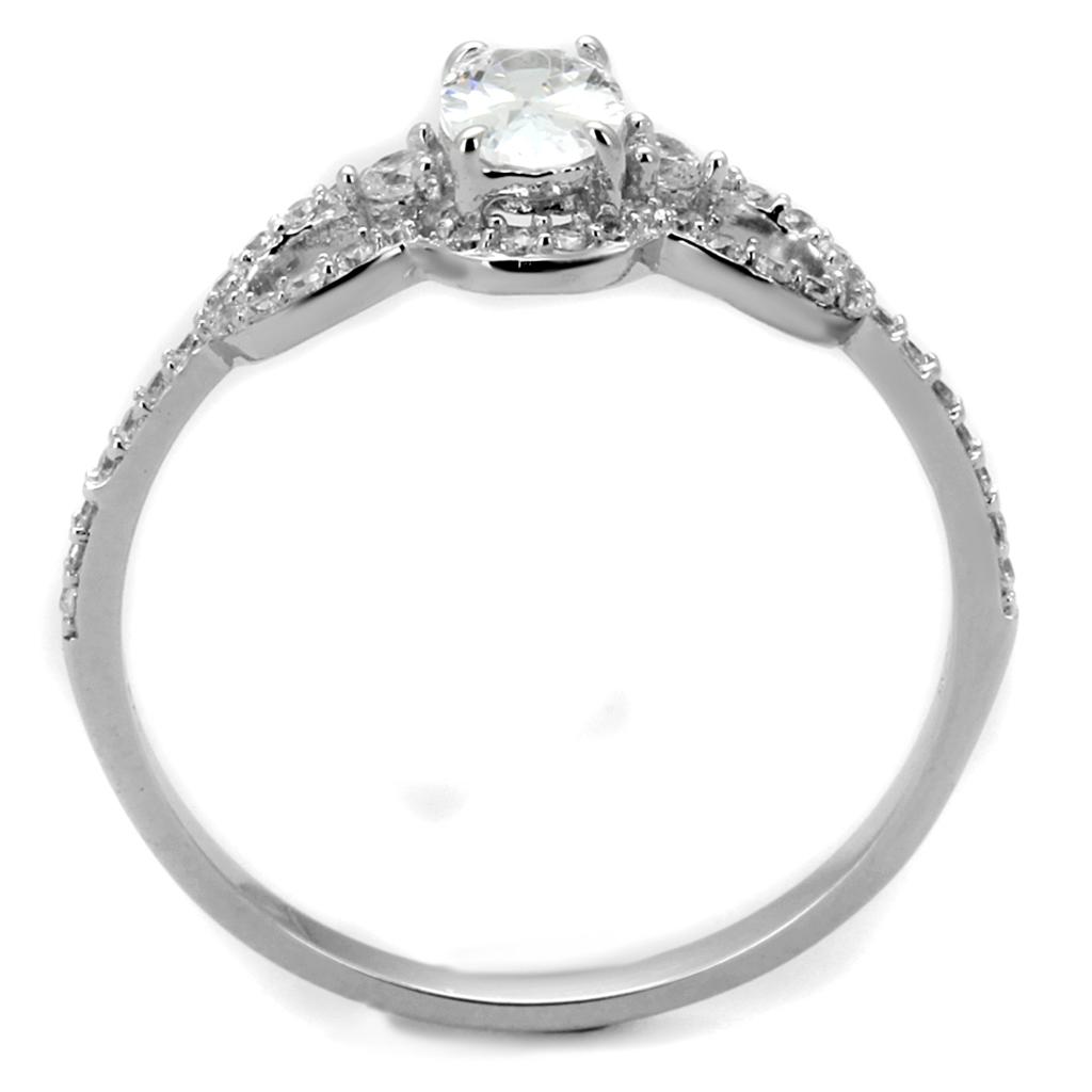 Rhodium 925 Sterling Silver Ring with AAA Grade CZ  in Clear