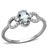 Rhodium 925 Sterling Silver Ring with AAA Grade CZ  in Clear