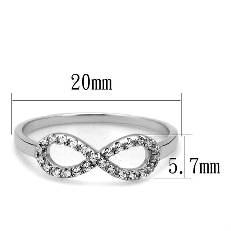 Rhodium 925 Sterling Silver Ring with AAA Grade CZ  in Clear