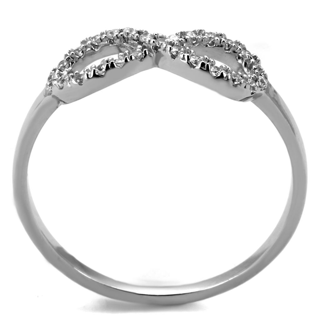 Rhodium 925 Sterling Silver Ring with AAA Grade CZ  in Clear