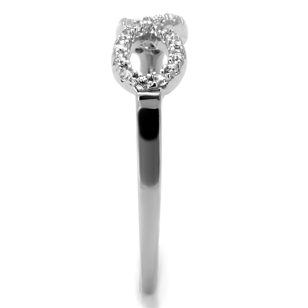 Rhodium 925 Sterling Silver Ring with AAA Grade CZ  in Clear