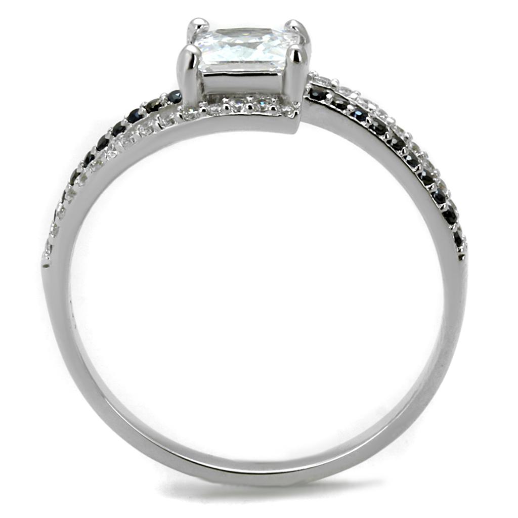 Rhodium 925 Sterling Silver Ring with AAA Grade CZ  in Clear