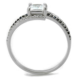 Rhodium 925 Sterling Silver Ring with AAA Grade CZ  in Clear