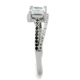 Rhodium 925 Sterling Silver Ring with AAA Grade CZ  in Clear