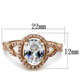 Rose Gold 925 Sterling Silver Ring with AAA Grade CZ  in Clear