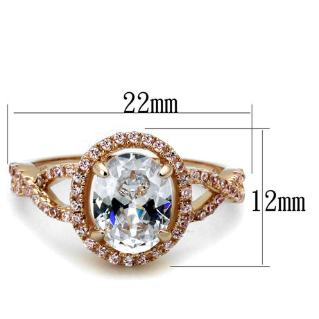 Rose Gold 925 Sterling Silver Ring with AAA Grade CZ  in Clear