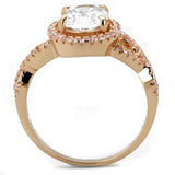 Rose Gold 925 Sterling Silver Ring with AAA Grade CZ  in Clear