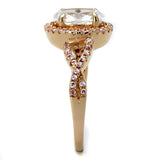 Rose Gold 925 Sterling Silver Ring with AAA Grade CZ  in Clear