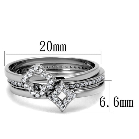 Rhodium 925 Sterling Silver Ring with AAA Grade CZ  in Clear