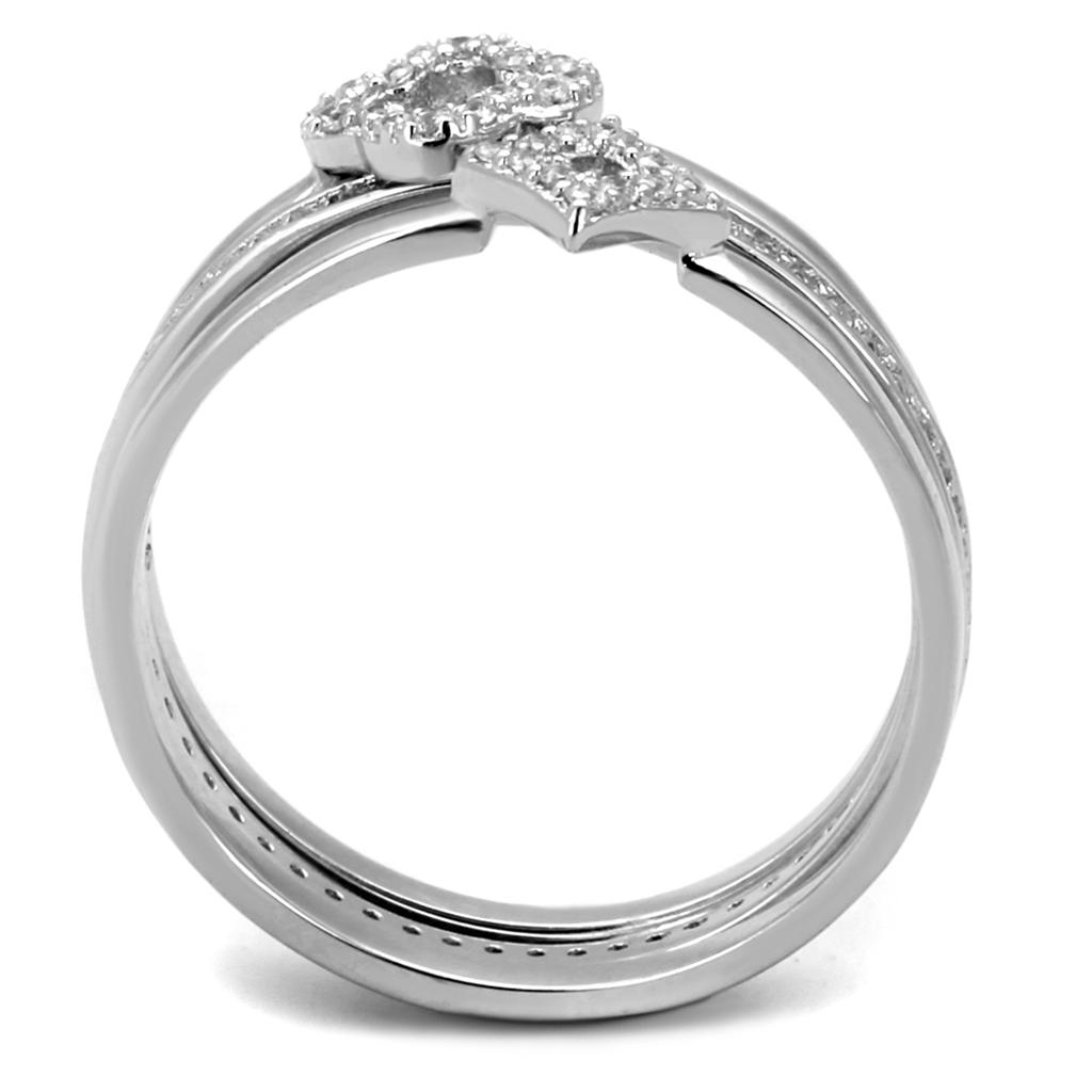 Rhodium 925 Sterling Silver Ring with AAA Grade CZ  in Clear