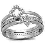 Rhodium 925 Sterling Silver Ring with AAA Grade CZ  in Clear