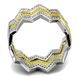 Gold+Rhodium 925 Sterling Silver Ring with AAA Grade CZ  in Clear
