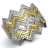 Gold+Rhodium 925 Sterling Silver Ring with AAA Grade CZ  in Clear
