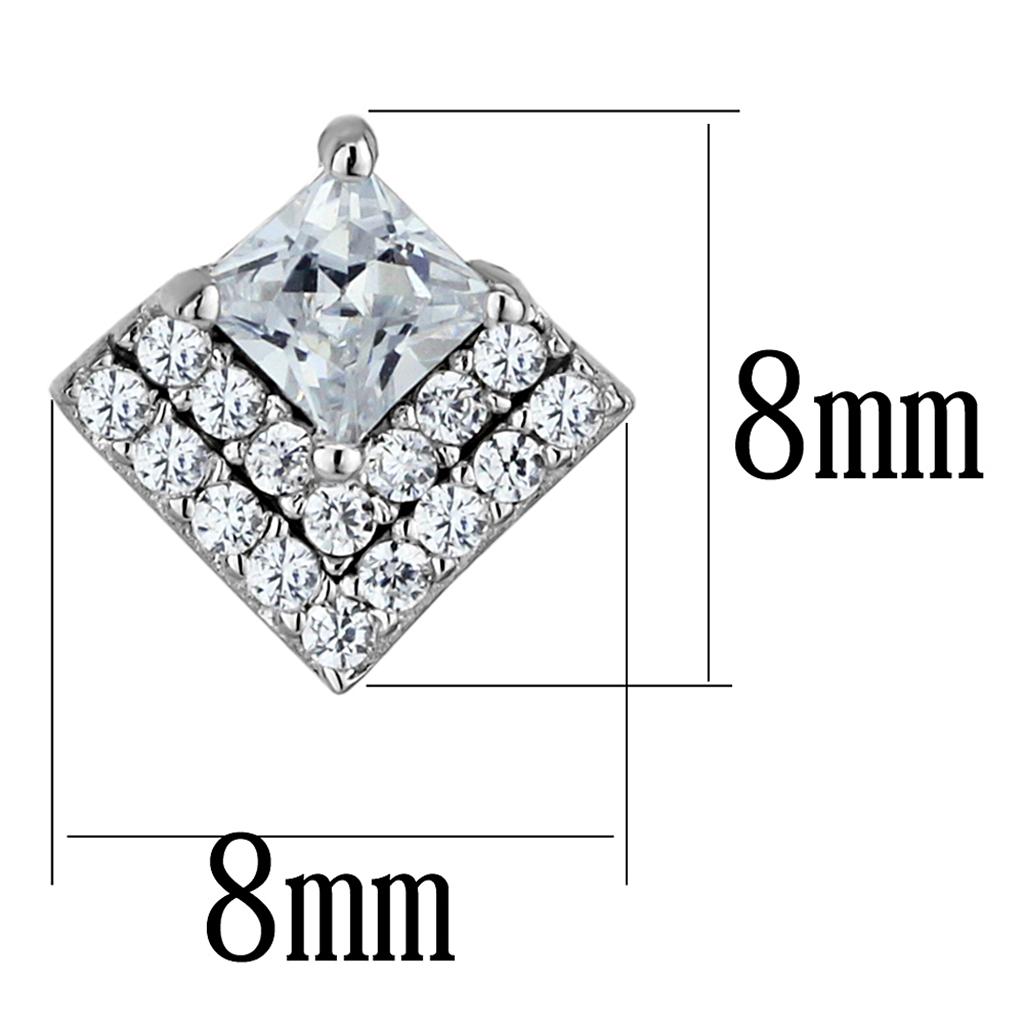 Rhodium 925 Sterling Silver Earrings with AAA Grade CZ  in Clear