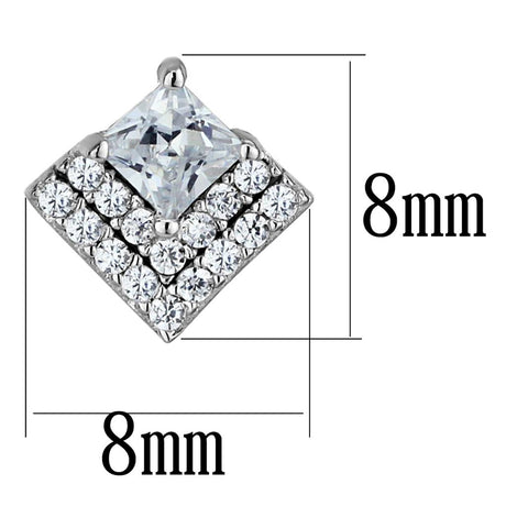 Rhodium 925 Sterling Silver Earrings with AAA Grade CZ  in Clear