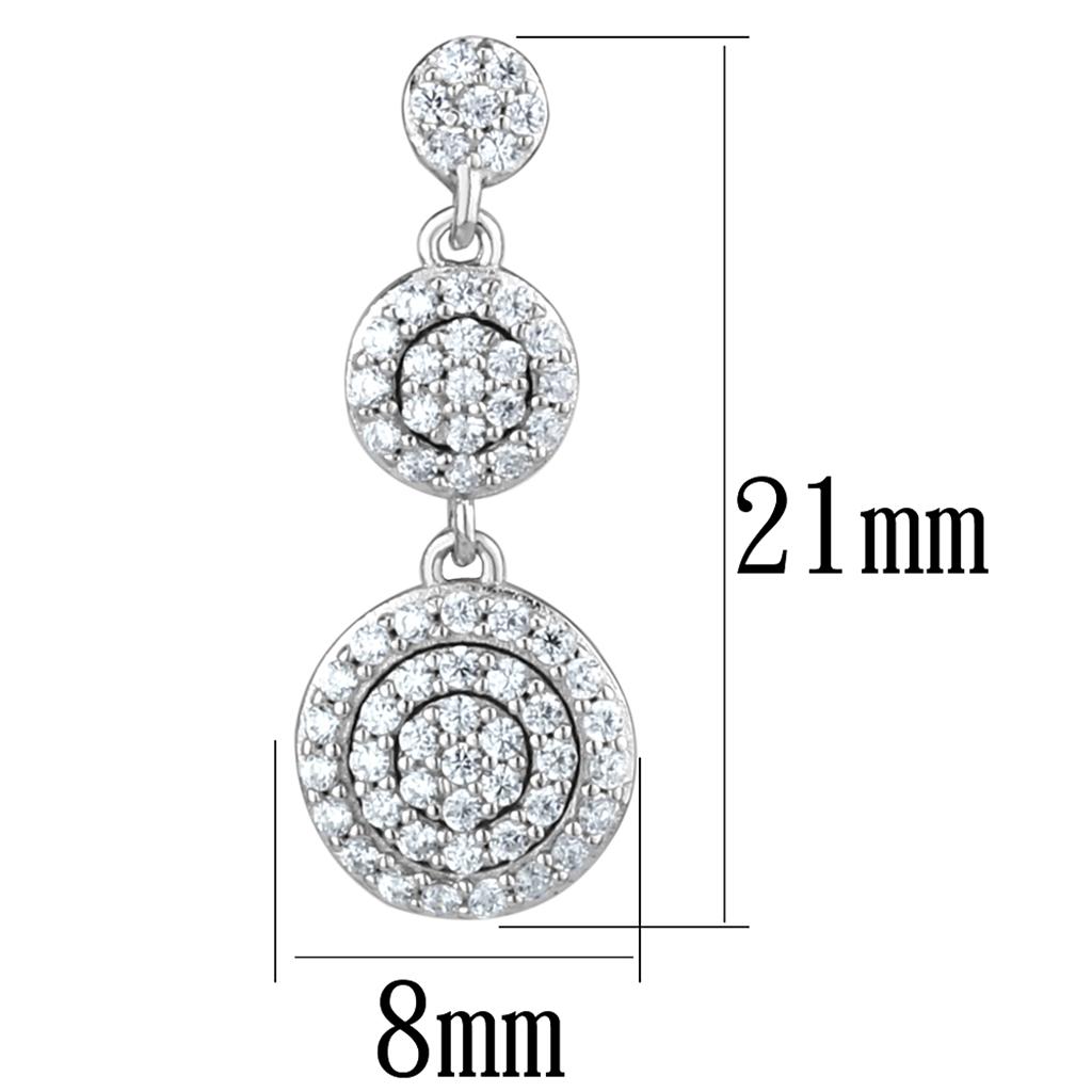 Rhodium 925 Sterling Silver Earrings with AAA Grade CZ  in Clear