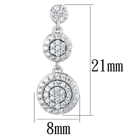 Rhodium 925 Sterling Silver Earrings with AAA Grade CZ  in Clear