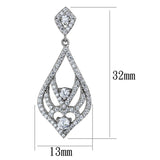 Rhodium 925 Sterling Silver Earrings with AAA Grade CZ  in Clear