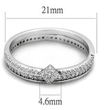 Rhodium 925 Sterling Silver Ring with AAA Grade CZ  in Clear