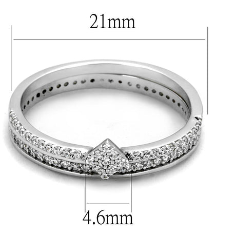 Rhodium 925 Sterling Silver Ring with AAA Grade CZ  in Clear