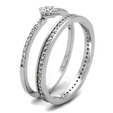 Rhodium 925 Sterling Silver Ring with AAA Grade CZ  in Clear