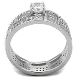 Rhodium 925 Sterling Silver Ring with AAA Grade CZ  in Clear