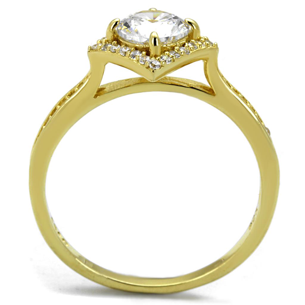 Gold 925 Sterling Silver Ring with AAA Grade CZ  in Clear
