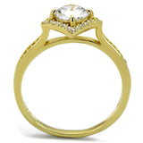 Gold 925 Sterling Silver Ring with AAA Grade CZ  in Clear