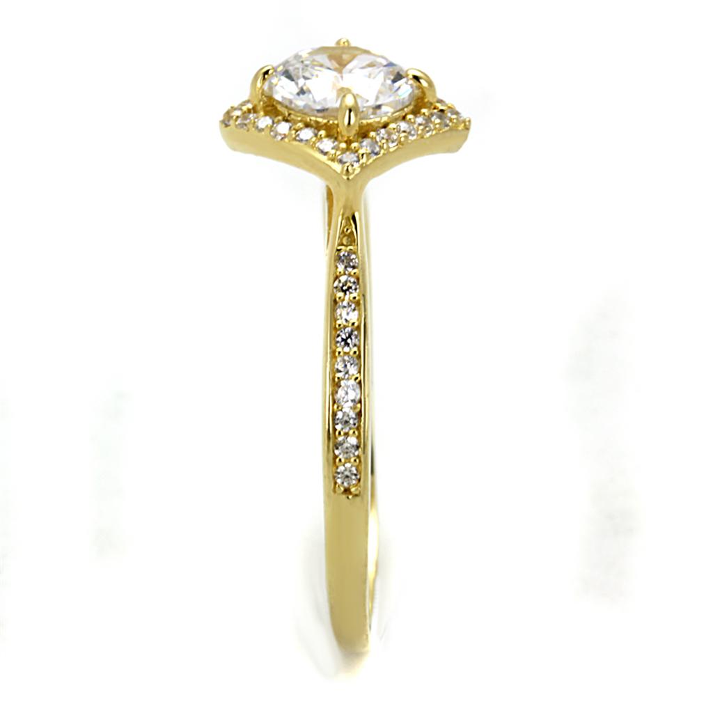 Gold 925 Sterling Silver Ring with AAA Grade CZ  in Clear