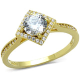 Gold 925 Sterling Silver Ring with AAA Grade CZ  in Clear