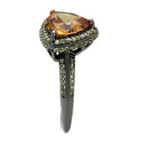 Ruthenium 925 Sterling Silver Ring with AAA Grade CZ  in Champagne