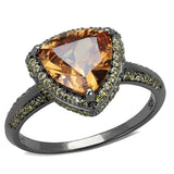 Ruthenium 925 Sterling Silver Ring with AAA Grade CZ  in Champagne