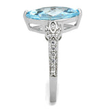 Rhodium 925 Sterling Silver Ring with AAA Grade CZ  in Sea Blue