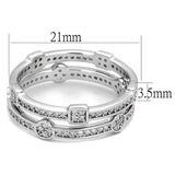 Rhodium 925 Sterling Silver Ring with AAA Grade CZ  in Clear