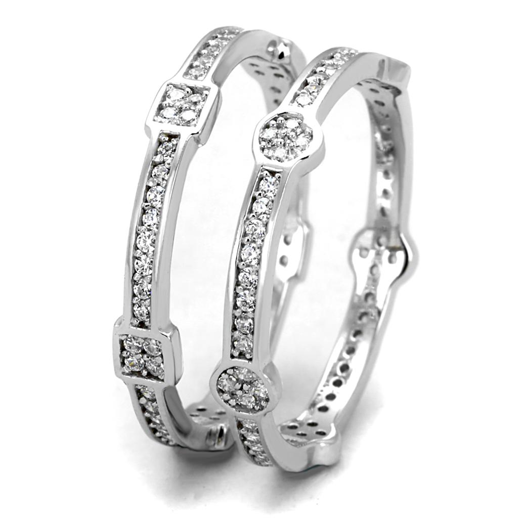 Rhodium 925 Sterling Silver Ring with AAA Grade CZ  in Clear