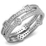 Rhodium 925 Sterling Silver Ring with AAA Grade CZ  in Clear