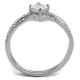 Rhodium 925 Sterling Silver Ring with AAA Grade CZ  in Clear