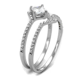 Rhodium 925 Sterling Silver Ring with AAA Grade CZ  in Clear