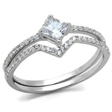 Rhodium 925 Sterling Silver Ring with AAA Grade CZ  in Clear