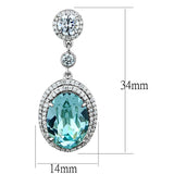 Rhodium 925 Sterling Silver Earrings with Top Grade Crystal  in Sea Blue