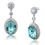 Rhodium 925 Sterling Silver Earrings with Top Grade Crystal  in Sea Blue
