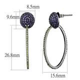 Ruthenium 925 Sterling Silver Earrings with AAA Grade CZ  in Multi Color