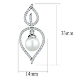 Rhodium 925 Sterling Silver Earrings with Semi-Precious Glass Bead in White