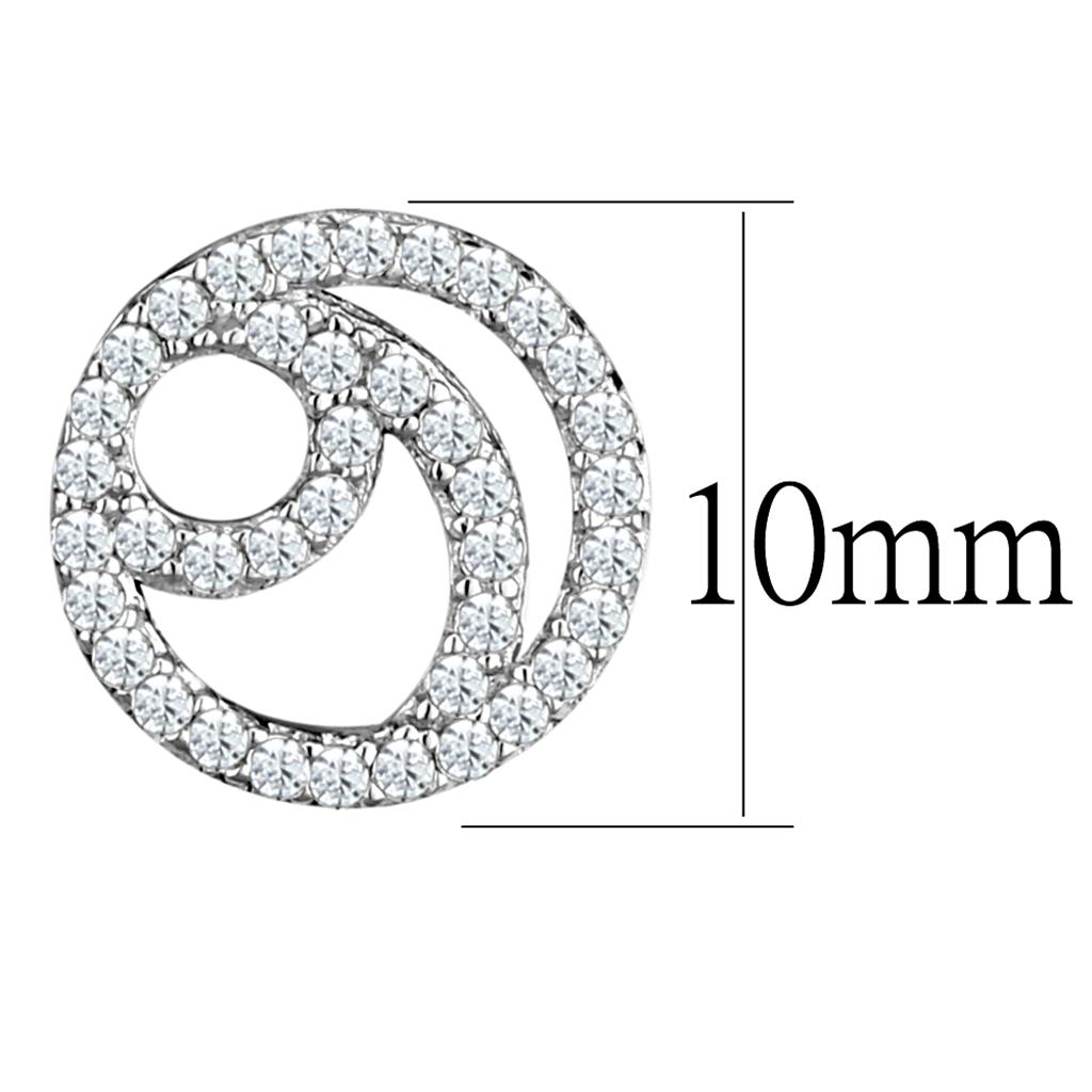 Rhodium 925 Sterling Silver Earrings with AAA Grade CZ  in Clear