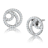Rhodium 925 Sterling Silver Earrings with AAA Grade CZ  in Clear