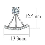Rhodium 925 Sterling Silver Earrings with AAA Grade CZ  in Clear