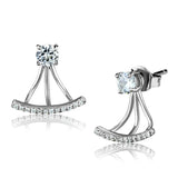 Rhodium 925 Sterling Silver Earrings with AAA Grade CZ  in Clear