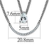Rhodium 925 Sterling Silver Necklace with AAA Grade CZ  in Clear