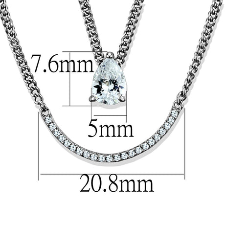 Rhodium 925 Sterling Silver Necklace with AAA Grade CZ  in Clear