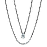 Rhodium 925 Sterling Silver Necklace with AAA Grade CZ  in Clear